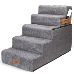 Nobleza Hundetreppe 5 Schichten Haustiertreppe , Rutschfest Katzentreppe, für Kleine Hunde Welpe Katzen aus Sofa Bett