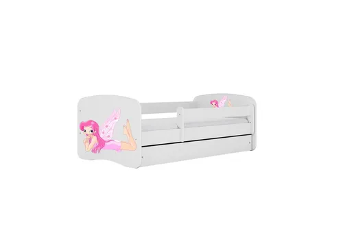 Raumhirsch Furniture Kinderbett Fee mit Flügeln - Hochwertiges Kinderbett (80x160 cm) in Weiß mit abnehmbarer Schutzschiene und geräumiger Schublade für praktischen Stauraum. Ideal für ein gemütliches Kinderzimmer.