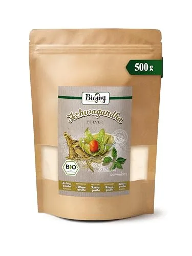 Biojoy BIO-Ashwagandha Pulver (500 g), Ashwagandha Wurzel gemahlen, Indischer Ginseng (Withania Somnifera)