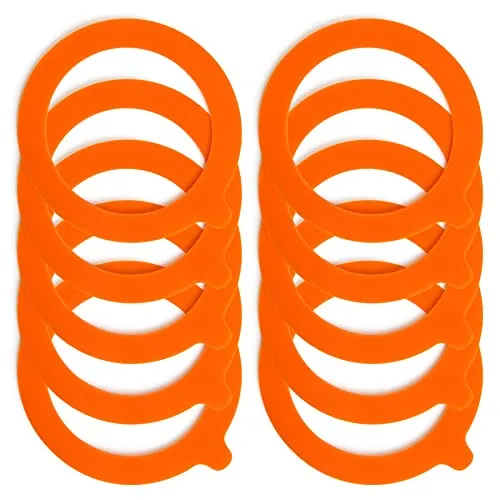 Spesh 10 Stück Silikon Einkochringe Dichtring 68x94 mm für Einmachgläser, Auslaufsicher Einmachringe, Jar Seals Rings (Orange)