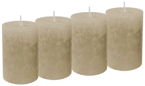 Unbekannt 4 Stumpenkerzen Kerzen Taupe Beige Sand Tischdeko Deko Adventskranz Weihnachten Hochzeit Kommunion Konfirmation