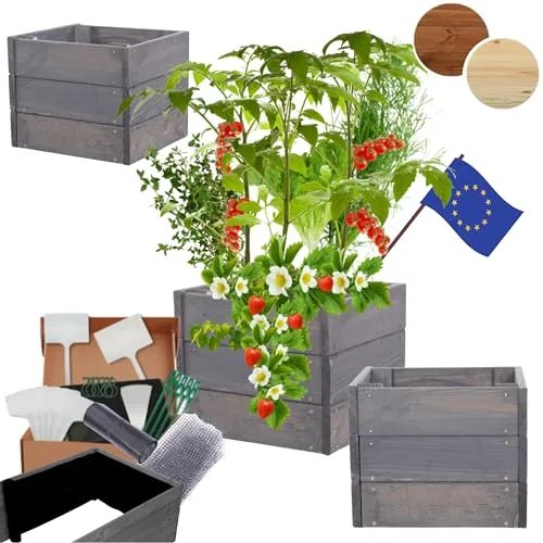 Modo24 Hochbeet aus Massivholz – Hochwertiges Kräuterbeet für Ihren Garten - Modulares Hochbeet aus FSC-zertifiziertem Kiefernholz, individuell höhenverstellbar für optimale Nutzung. Ideal für Balkon und Garten, inklusive Schutzfolie und Maulwurfgitter für eine sorgenfreie Bepflanzung.