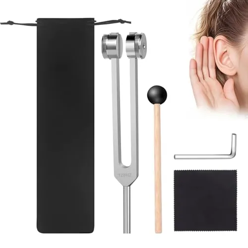 HZ Stimmgabel, Aluminiumlegierung Stimmgabel Set Heilinstrument mit Sind Ein Silikonhammer,Ein Reinigungstuch und Eine Aufbewahrungstasche Enthalten 128