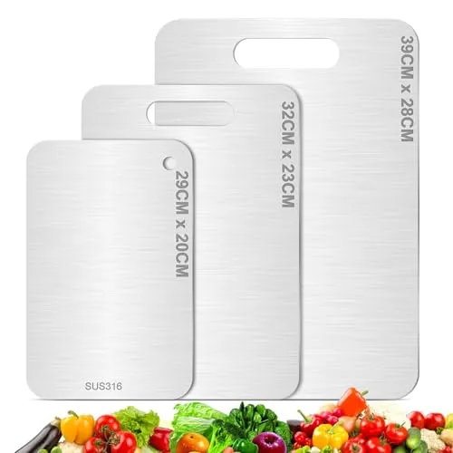 katuchef Titan Schneidebrett Set – Doppelseitige Schneidebretter aus Edelstahl