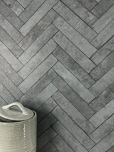 Newroom Tapete Anthrazit Vliestapete Ziegelstein - Steintapete Modern Grau Klinker Fischgräten Steinoptik 3D Optik Backstein Fischgrätenmuster inkl. Tapezier-Ratgeber