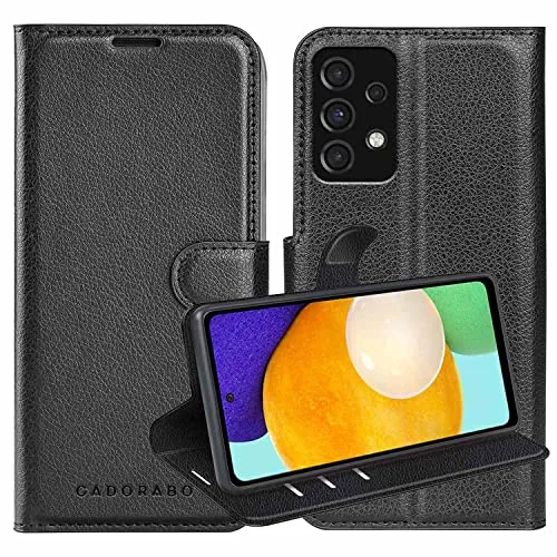 Cadorabo Hülle kompatibel mit Samsung Galaxy A52 (4G / 5G) / A52s in Phantom SCHWARZ - Schutzhülle mit Magnetverschluss, Standfunktion und Kartenfach