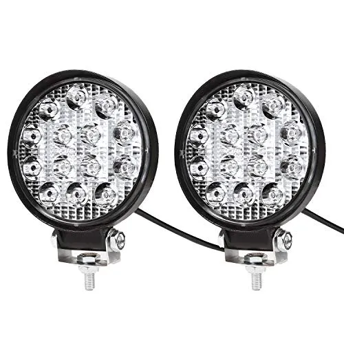 Kraumi LED Arbeitsscheinwerfer, 2 X 42W Quadrat LED Offroad Zusatzscheinwerfer 12V 24V Scheinwerfer IP67 Wasserdicht Rückfahrscheinwerfer für Trecker Bagger SUV, UTV, ATV