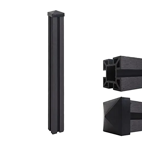 Mendler WPC-Pfosten Sarthe-WPC-Zaun, 98cm, anthrazit von Mendler