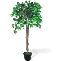 vidaXL Ficus Benjamini Kunstpflanze - Künstliche Pflanze 110 cm hoch mit 504 realistisch aussehenden Blättern, ideal für Allergiker und Pflegeleichte Dekoration für Innen- und Außenbereiche.