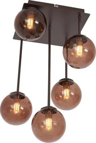 QAZQA Design-Deckenleuchte Athen, 5-flammig in Bronze - Die stilvolle Deckenleuchte Athen mit 5 Leuchten in Bronze sorgt für ein warmes Ambiente in jedem Raum. Ideal für Wohnzimmer und Schlafzimmer, vereint sie elegantes Design und praktische Dimmfunktion.