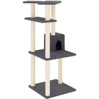 vidaXL Kratzbaum Dunkelgrau 123 cm - Kratzbaum für Katzen, ideal zum Klettern und Entspannen, mit robusten Sisal-Kratzsäulen und weichem Plüsch für maximalen Komfort.