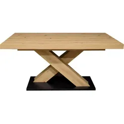 Mäusbacher Komfort 2.0 Esstisch - Ausziehbar in Asteiche/Schwarzstahl - Esstisch mit elegantem X-Form Gestell, ausziehbar für gesellige Zusammenkünfte und hohe Stabilität. Perfekt für Familienessen und gemütliche Abende.