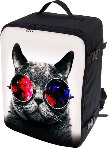 Flugzeug Handgepäck, Rucksack für Ryanair, 40x25x20 cm, gepolstert, Flugzeugtasche, Handtasche, Reisetasche, Koffer Größe, Galaxy Cat [102]