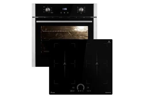 60cm Autarkes Herdset mit Backofen EB8005ED und Induktionskochfeld IH85904FZ - Mikrowellen mit Ofen & Grill: Energieeffizientes Herdset mit Heißluftfunktion und Grill für perfekte Garergebnisse. Induktionskochfeld mit 4 Zonen für schnelles, sicheres Kochen.