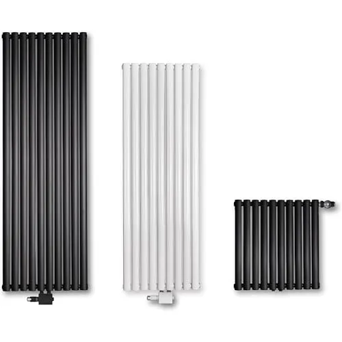 VILSTEIN Design Heizkörper Flach - Vertikal Schwarz 1060W - Modern und flexibel: Flachheizkörper mit hitzebeständiger Pulverbeschichtung, ideal für Räume bis 11 qm. Einfache Installation dank Mittel- und Seitenanschluss.