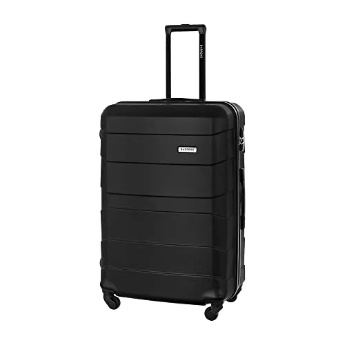 BARRENS Großer Koffer 91L | Zwillingsrollen Hardcase Reisekoffer Koffer Trolleys Hartschale | 4x360° Grad Rollen | Hartschalenkoffer | Airline-kompatibel | Hartschalenkoffer XXL Reise (Schwarz)