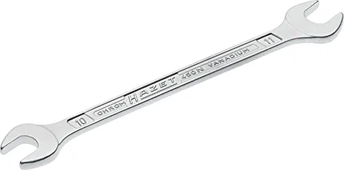 HAZET Doppel-Maulschlüssel 450N-10X11 verchromt, Schlüsselweite: 10 x 11 mm | Maulstellung: 15° | Schaft mit extra stabilem HAZET Doppel-T-Profil | Made in Germany