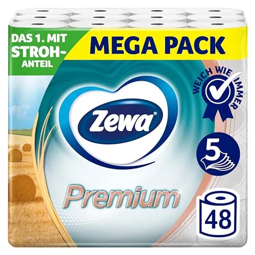 Produktbild Zewa Premium Toilettenpapier mit Stroh – 48 Stück, 5-lagig