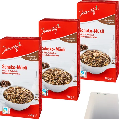 Jeden Tag Schoko Müsli 3er Pack 3x750g Packung usy Block