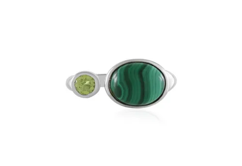 Cavill Silberring Malachit Ring 4,27 ct mit Peridot, Sterling Silber, Damen Echtschmuck (1-tlg)