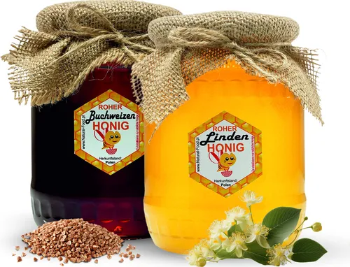 Natural Food ROHER HONIG direkt vom Imker LINDEN BUCHWEIZEN | Roh, natürlich, sehr gesund, ohne Zusätze. Ungefiltert, nicht geschleudert oder erhitzt  | 2,2 KG |
