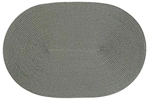 Haus und Deko Platzset Polypro oval ca. 45 x 30 cm Grau Platzdeckchen Tischset geflochtene Bast-Optik