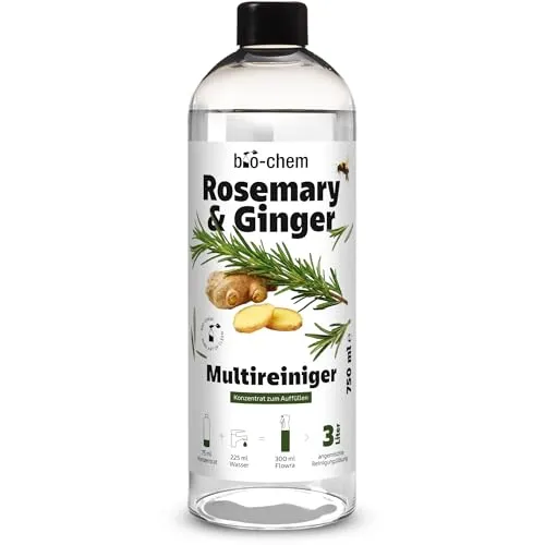 bio-chem Rosemary & Ginger Multireiniger Konzentrat | Premium Allzweckreiniger mit aromatischer Duftkomposition | für Küche Bad Glas Möbel Böden | 750 ml Konzentrat für bis zu 3 Liter Reinigungslösung