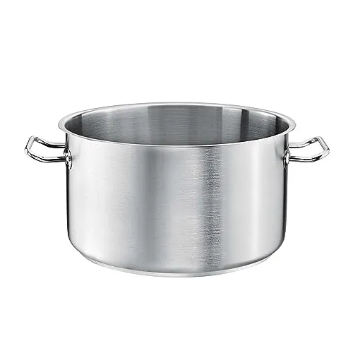 TOMGAST Topf Durchmesser: 24 cm Höhe: 15 cm Fassungsvermögen: 6,5 l | Edelstahl 18/10 | Wandstärke 1 mm bis 1,2 mm | Ausgeschlagener Aluminium-Stahl-Boden | Induktion