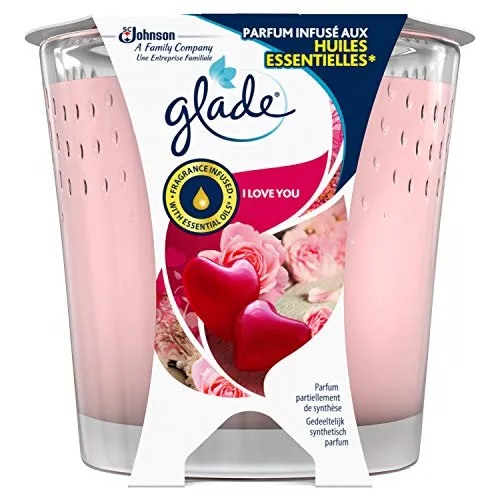 Glade (Brise) Duft-Kerze im Glas, I Love You, bis zu 30 Stunden Brenndauer, 1er Pack (1 x 129g)