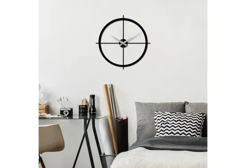 Opviq Simple Wanduhr Schwarz aus Metall, 49 x 49 cm - Elegante Wanduhr aus robustem Metall, 49 x 49 cm, mit geräuschloser Zeitmessung. Ein stilvoller Blickfang für jeden Raum, der Eleganz und Funktionalität vereint.