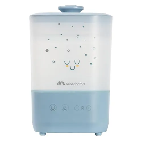 Bebeconfort Cool-Mist Luftbefeuchter Baby, Baby Nachtlicht mit 7 Farben, Ultraschalltechnologie (bis 48 Stunden), 2,1 Liter Easy-Fill-Wassertank, Ausschaltautomatik, Reinigungsbürste Inklusive, Blau