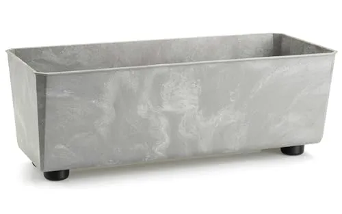 HowHomely Blumentopf grau Beton-Optik | Blumenübertopf 37x17x14 cm | Langlebige und Leichte Übertopf für Deko Wohnzimmer Schlafzimmer Bad oder Büro | Moderne Dekoration