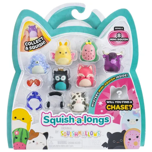 Squish-a-longs 8 Stück (Stil 4 - W2) – (8) 2,5 cm Mini-Squish mit (2) Zubehör, (