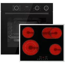 Böhme HB60F78DL Einbauherdset mit Heißluft AirFry sowie Dampfunterstützung | PKM EB-C4-2KBTCG Autarkes Glaskeramikkochfeld, 59 cm breit, TouchCo... - Schwarz