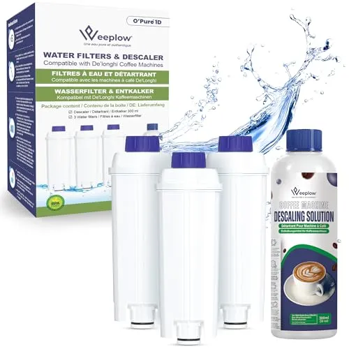 Wasserfilter-Set für DeLonghi Kaffeemaschinen – 3 Filter + Entkalker 300ml