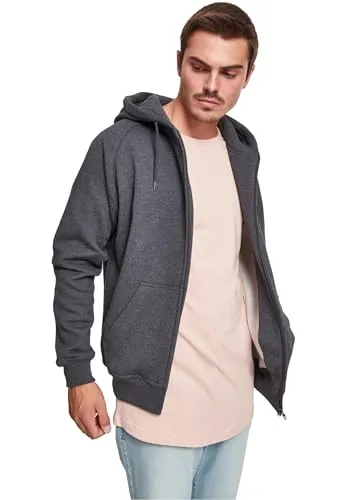 Urban Classics Herren Kapuzenpullover Zip Hoody, Sweatjacke mit Reißverschluss für Männer, Loose Fit, XL, Charcoal