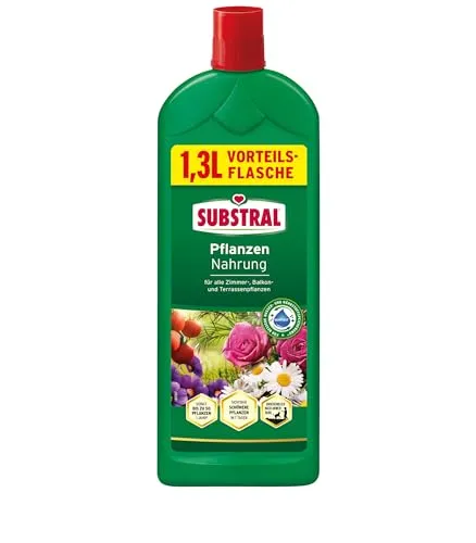 Substral Kübel- & Balkonpflanzen Nahrung, 1,3L, Flüssigdünger mit extra Eisen, für alle Blühpflanzen, u.a. Zitruspflanzen, Geranien, Surfinien, Petunien