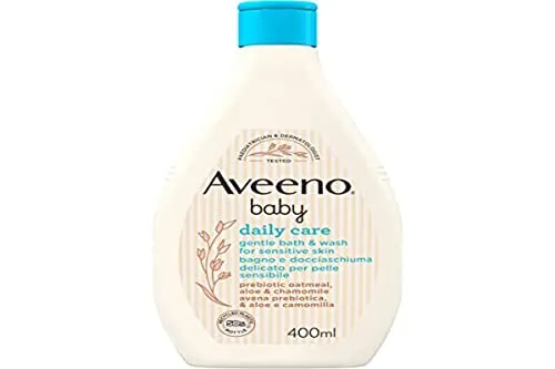 Aveeno Baby Daily Care Sanftes Bade- und Duschgel, Baby-Badebad für eine gründliche Reinigung empfindlicher Haut, Baby-Schaumbad mit Hafer, 400 ml
