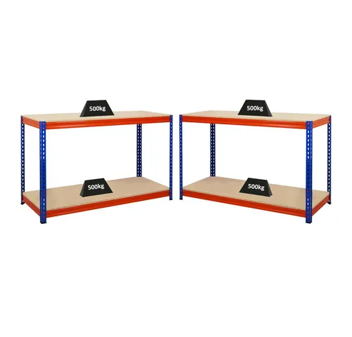 PROREGAL® Werkbank MegaDeal - 2x STRONG BEAST 90x150x60cm - Robustes Werkbank-Set aus pulverbeschichtetem Stahl mit 500kg Traglast pro Fachboden. Ideal für Werkstätten und Garagen, bietet hohe Stabilität und Langlebigkeit.