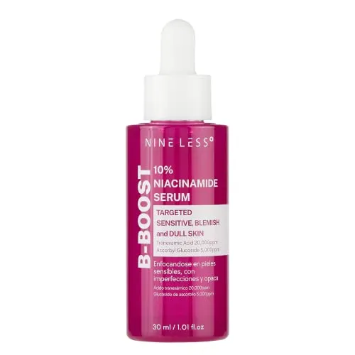 NINELESS -Boost Niacinamide Serum 10% 30 ml, Gesichtsserum mit Niacinamid, Centella Asiatica und Schneckenfilterung | Reguliert Fett, minimiert Poren und verbessert die Textur | Hellt, beruhigt und