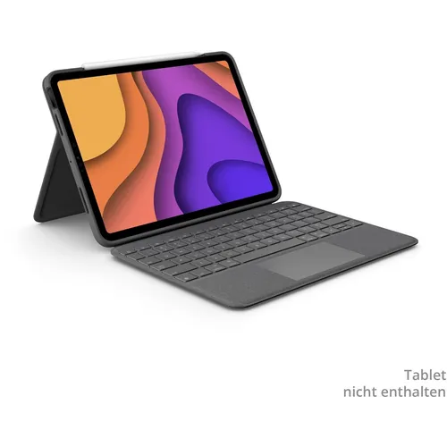 Logitech Folio Touch iPad Hülle mit Tastatur für iPad Air 4. & 5. Gen - Grau - Zubehör für Tablet PCs mit hochpräzisem Trackpad und beleuchteten Tasten. Vier Verwendungsmodi und militärtauglicher Schutz bieten optimale Nutzung und Sicherheit für Ihr iPad Air.