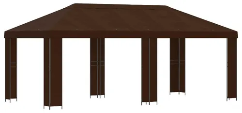 vidaXL Garten Pavillon 6 x 3 m Braun - Stylischer Gartenpavillon im Industrie-Stil, ideal für Sommerfeiern. Robuste Konstruktion aus Polyester und Stahl für langanhaltende Freude im Freien. Bietet Schatten und eine angenehme Atmosphäre für Ihre Events.