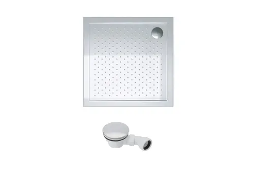 doporro Duschwanne Superflach mit Ablaufgarnitur - Quadratische Antirutsch-Acrylwanne, nur 4 cm hoch, ideal für barrierefreies Duschen und leicht zu reinigen.