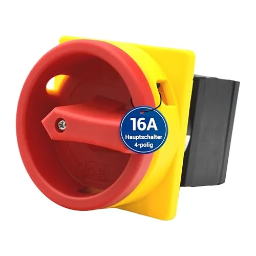 Intratec Hauptschalter 16A, 4-polig – IP65 Lasttrennschalter für Fronteinbau – Notausschalter ideal für Industrie – Drehschalter für sichere Abschaltung – Robuster Maschinenschalter 230V 400V