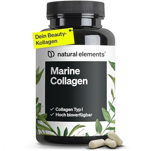 Marine Collagen – 180 Kapseln – 1.000mg hydrolisiertes Kollagen pro Tagesdosis – marines Typ-1-Kollagen – ohne unnötige Zussätze – in Deutschland entwickelt und geprüft