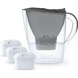 Aqualogis Harmony Graphite Set + 3 Filter - 2.6L stilvolle Filterkanne, ideal für Koch- und Getränkezubereitung mit einfachem Filterwechsel und elektronischem Sensor