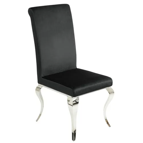riess-ambiente Polsterstuhl MODERN BAROCK schwarz/silber - Polsterstuhl im Barockstil, aus pflegeleichtem Samt und Edelstahl, verleiht Ihrem Esszimmer ein luxuriöses Ambiente.