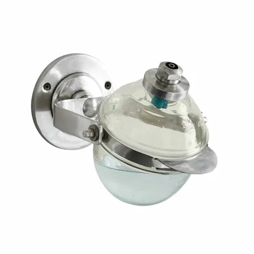 Loberon Seifenspender Bailey - Wandbefestigung, schwenkbar im Retro-Look, stilvolles Badzubehör aus Messing und klarem Glas