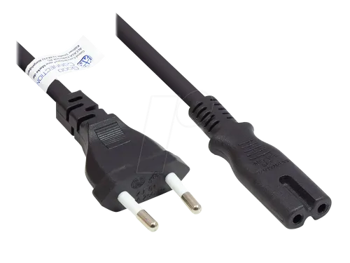 GC P0370-S075 - Euro-Stecker Typ C auf C7, 7,5 m schwarz, VDE geprüft und ideal für flexible Stromlösungen