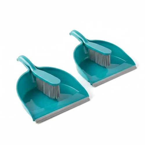 2er Set Kehrset 2in1 Handfeger mit Gummiborsten Kehrschaufel Kehrgarnitur Handkehrset Handbesen Schaufel